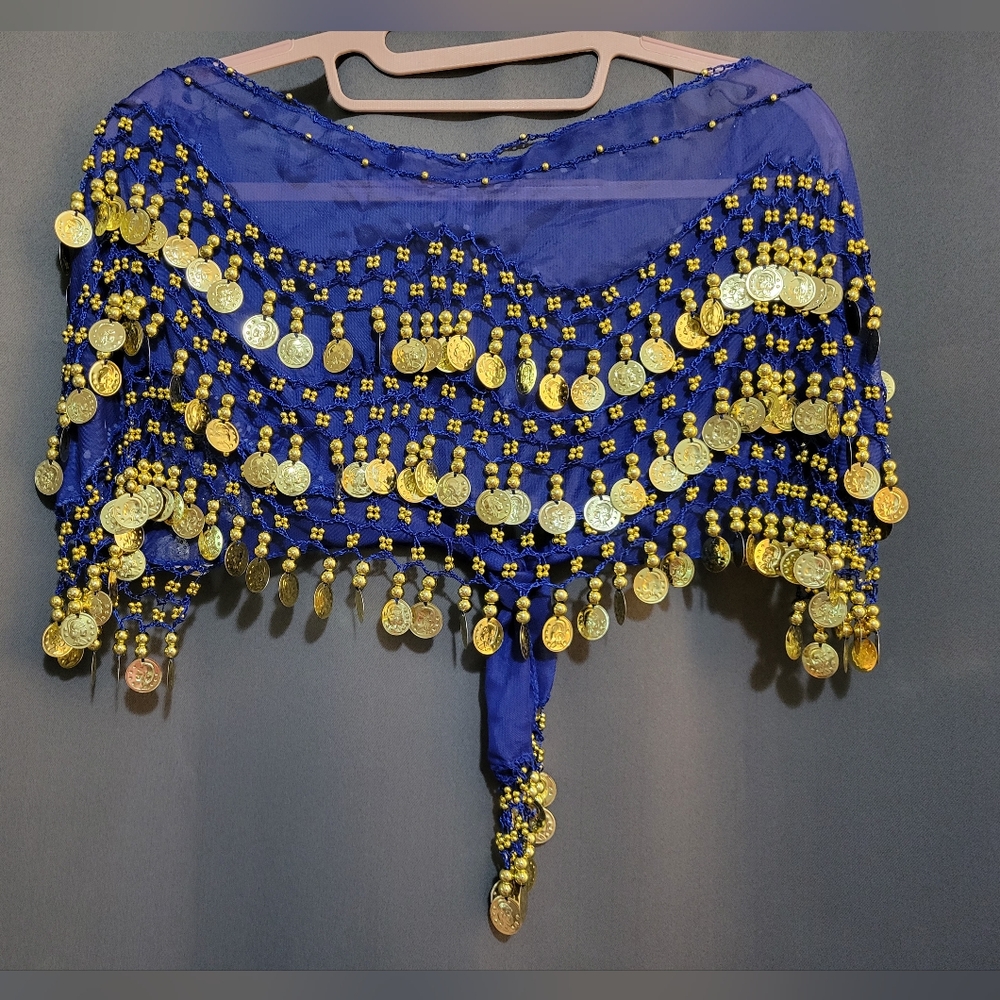 Blue Belly Dance Belt with Gold Coins